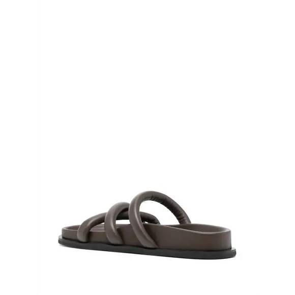 NEW ST. AGNI women's soft cross strap slide in chocolate