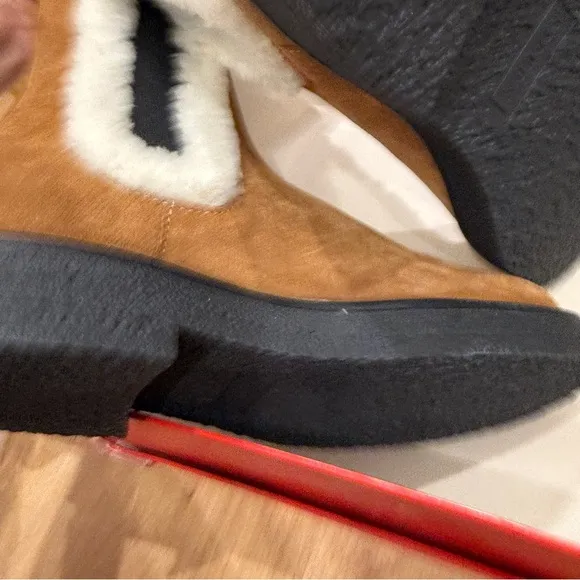 NEW STAUD Palamino Shearling-Trimmed Suede Chelsea Boots SIZE 8