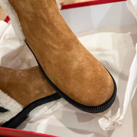 NEW STAUD Palamino Shearling-Trimmed Suede Chelsea Boots SIZE 8