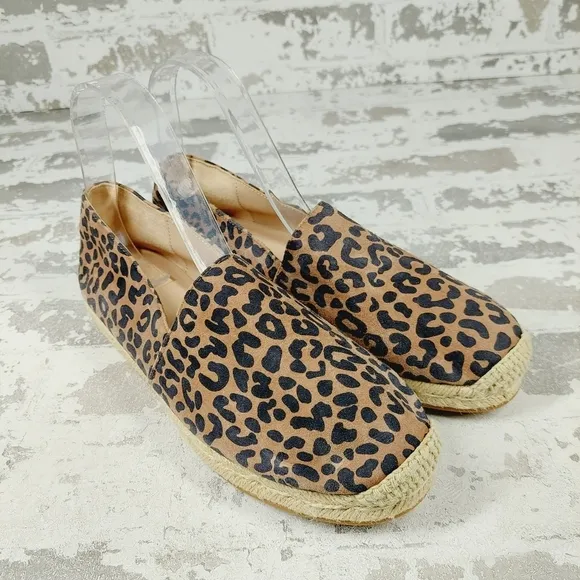 New Stuart Weitzman Brown Mykonos Espadrille Cheetah Suede Slip On  Flats Y150