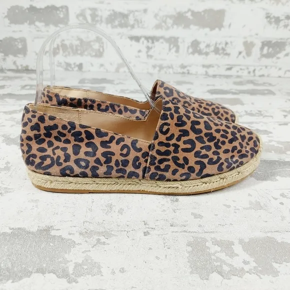 New Stuart Weitzman Brown Mykonos Espadrille Cheetah Suede Slip On  Flats Y150