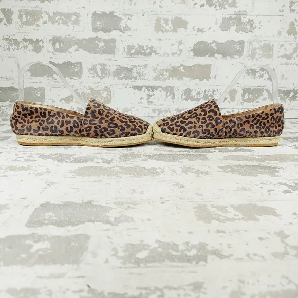 New Stuart Weitzman Brown Mykonos Espadrille Cheetah Suede Slip On  Flats Y150
