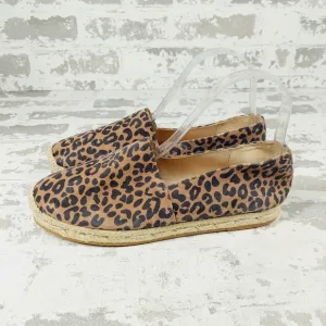 New Stuart Weitzman Brown Mykonos Espadrille Cheetah Suede Slip On  Flats Y150