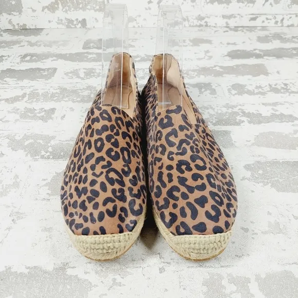 New Stuart Weitzman Brown Mykonos Espadrille Cheetah Suede Slip On  Flats Y150