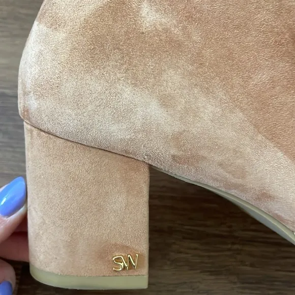 New Stuart Weitzman Brown Ryland Suede Block Ankle Boots