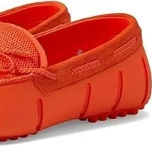 New Swims Men 15 Braided Lace Lux Orange Driver Loafers Shoes Breathable Mesh