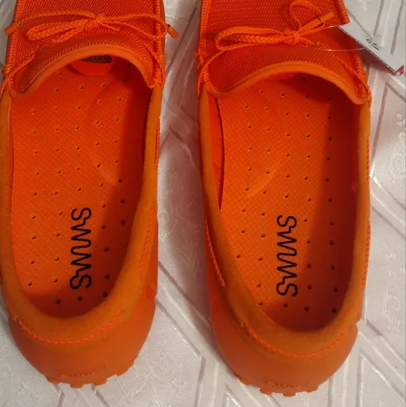 New Swims Men 15 Braided Lace Lux Orange Driver Loafers Shoes Breathable Mesh