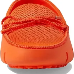 New Swims Men 15 Braided Lace Lux Orange Driver Loafers Shoes Breathable Mesh