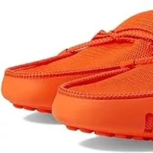 New Swims Men 15 Braided Lace Lux Orange Driver Loafers Shoes Breathable Mesh