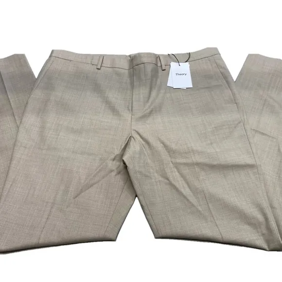 NEW THEORY Mens Suit Pant Tan Beige Size 40 Jake Slim Fit Wool Blend Melange