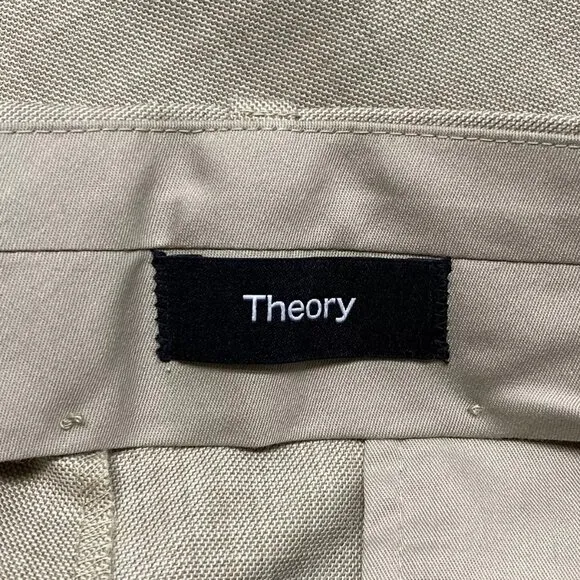NEW THEORY Mens Suit Pant Tan Beige Size 40 Jake Slim Fit Wool Blend Melange