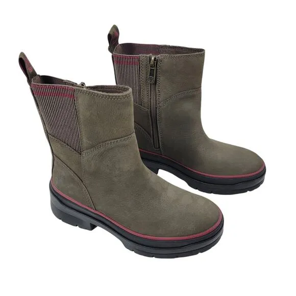 NEW Timberland Malynn waterproof Side zip leather boots olive size 5.5