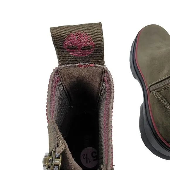NEW Timberland Malynn waterproof Side zip leather boots olive size 5.5