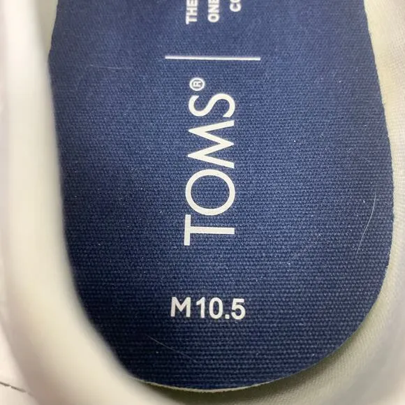 New Toms Carlo Men's Sz 10.5 White Canvas Low Top Classic Sneakers Lace Up NWOB