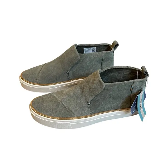 New, TOMS Suede High Top Slip On Sneakers, Sz 9