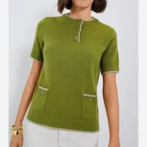NEW Tuckernuck Olive Green Robbie Short Sleeve Sweater Wool Size Medium NWT