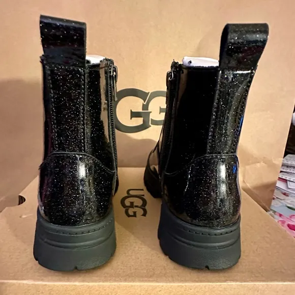 New UGG Girl's Ashton Black Glitter Boots