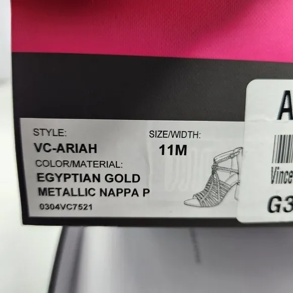 New Vince Camuto Womens Egyptian Gold Leather Heeled Ariah Sandals Size 11
