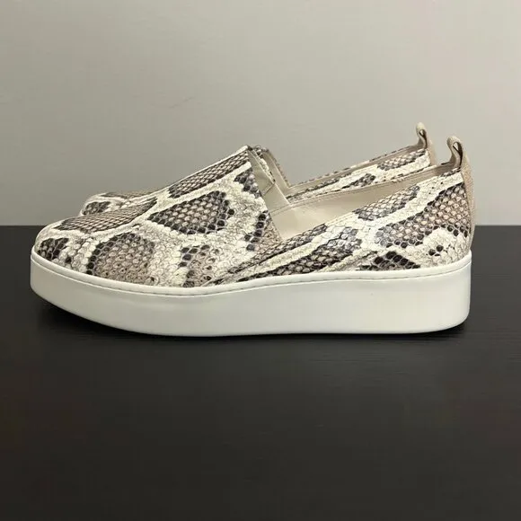 NEW Vince Saxon 2 Mottled Snake Print Leather Slip-On Sneakers Size 8