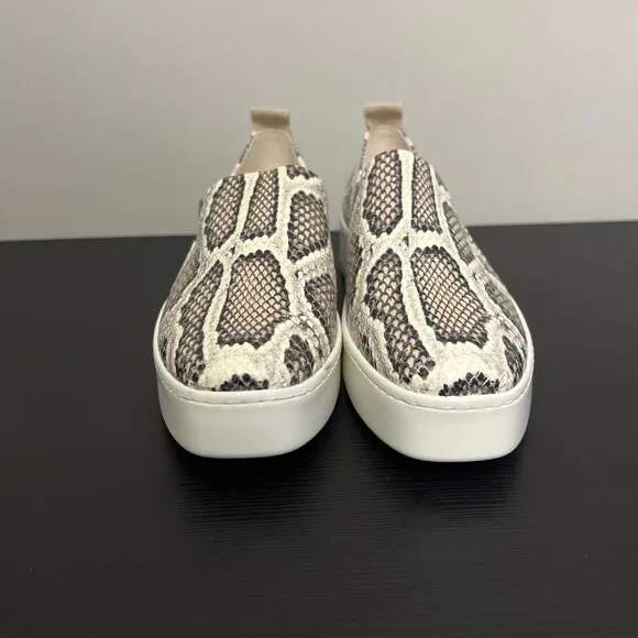 NEW Vince Saxon 2 Mottled Snake Print Leather Slip-On Sneakers Size 8