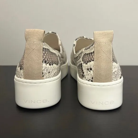 NEW Vince Saxon 2 Mottled Snake Print Leather Slip-On Sneakers Size 8