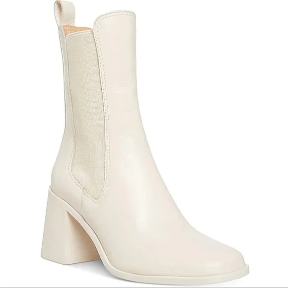 New w/Box Steve Madden Argent Leather Pull-On Chelsea Block Heel Boots Size 11