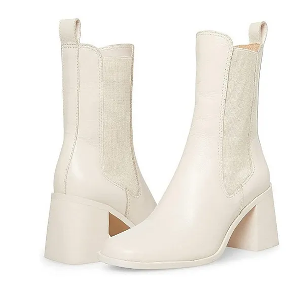 New w/Box Steve Madden Argent Leather Pull-On Chelsea Block Heel Boots Size 11