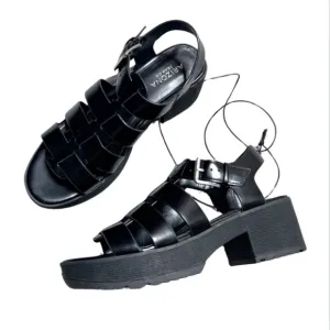 New with Tag Arizona Jeans Co Platform Black Shiny Vintage Chunky Retro Sandals