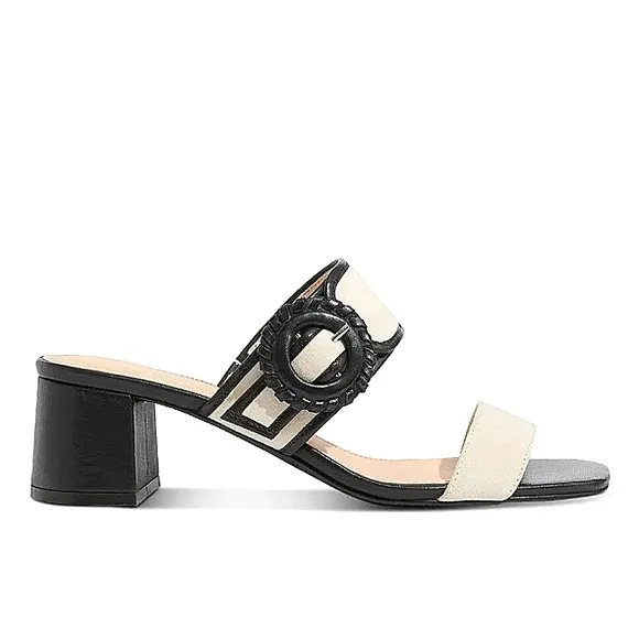 New w/o Box Jack Rogers Callie Genuine Leather Block Heel Buckle Slides Size 6