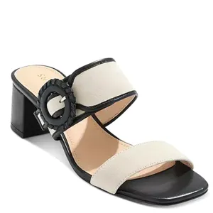 New w/o Box Jack Rogers Callie Genuine Leather Block Heel Buckle Slides Size 6