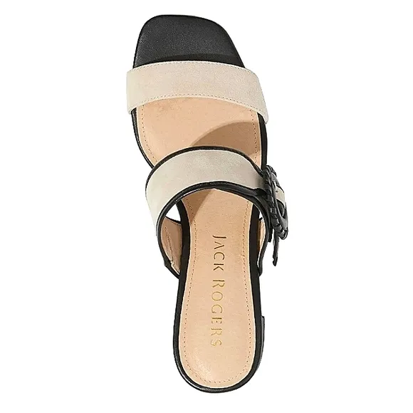New w/o Box Jack Rogers Callie Genuine Leather Block Heel Buckle Slides Size 6