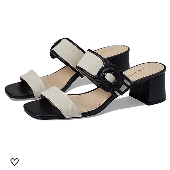 New w/o Box Jack Rogers Callie Genuine Leather Block Heel Buckle Slides Size 6