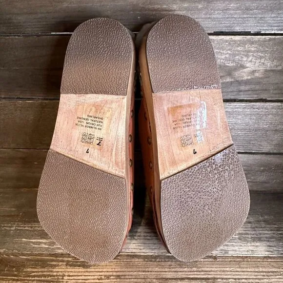 New Womens Beek Mallard‎ Shearling Fur Brown Leather Slides Mules Size 7 M