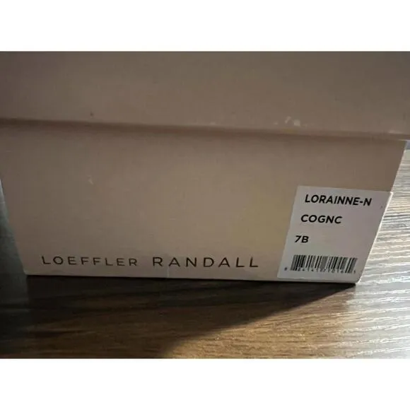 NEW WOMEN'S Loeffler Randall Lorainne Woven COGNAC Leather Slides Sandal US 7 B