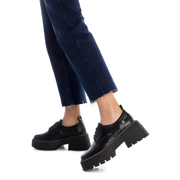 NEW XTI women's heeled lace-up loafers in black