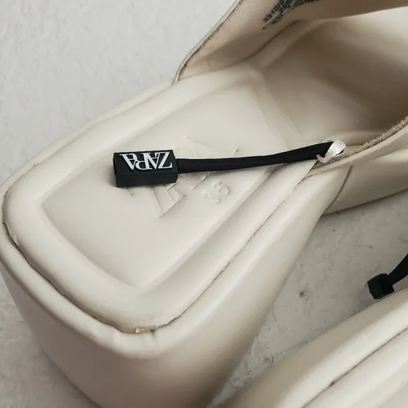 NEW Zara Y2K Chunky Wedge Platform Sandals Cream Size 36 EU/6 US