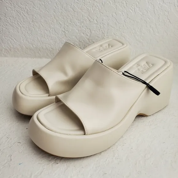 NEW Zara Y2K Chunky Wedge Platform Sandals Cream Size 36 EU/6 US