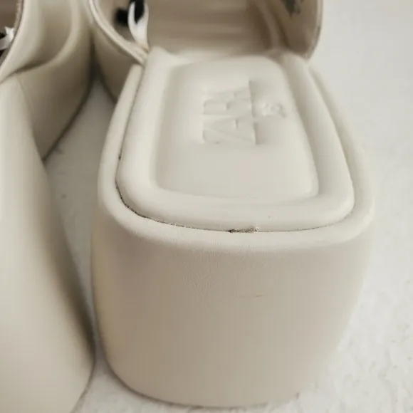 NEW Zara Y2K Chunky Wedge Platform Sandals Cream Size 36 EU/6 US