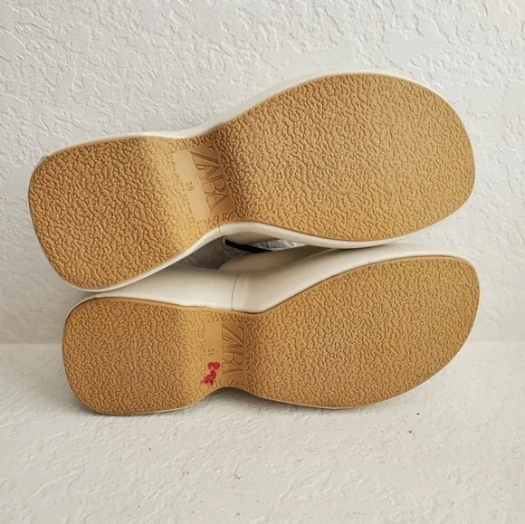 NEW Zara Y2K Chunky Wedge Platform Sandals Cream Size 36 EU/6 US