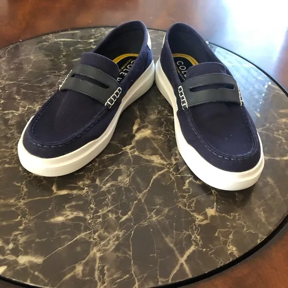 NEW⭐️COLE HAAN GRAND360 Canvas/Leather Navy‎ Loafers cushioning lightweight 8.5