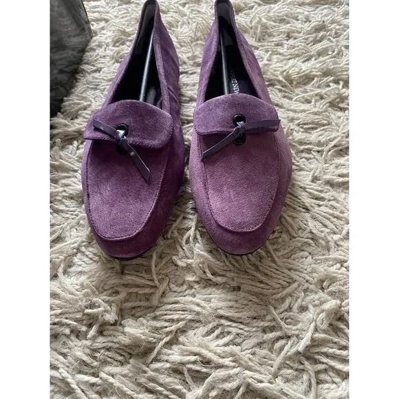 Newport News Loafers Suede Leather Violet Purple 8.5 B Flats Shoes Slip On