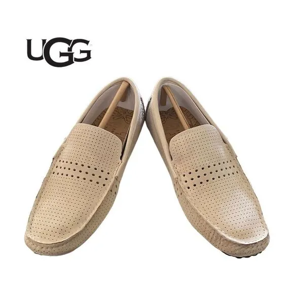 NEW UGG Men's Bel Air Venetian Perf Leather Slip On Moc Driving Loafers 7
