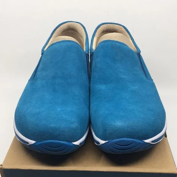 NIB Alegria Aaron Blue Suede Slip On Shoes - Size 43 EU 9.5 US (W US 13)