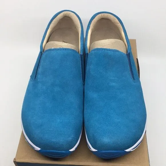 NIB Alegria Aaron Blue Suede Slip On Shoes - Size 43 EU 9.5 US (W US 13)