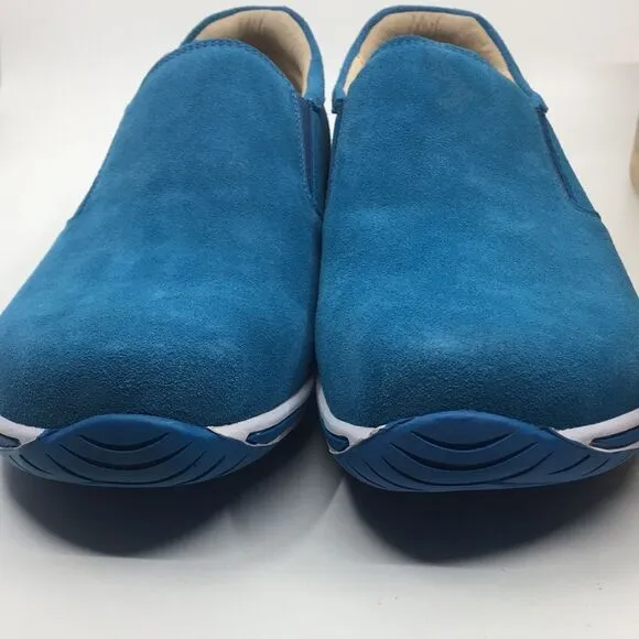 NIB Alegria Aaron Blue Suede Slip On Shoes - Size 43 EU 9.5 US (W US 13)