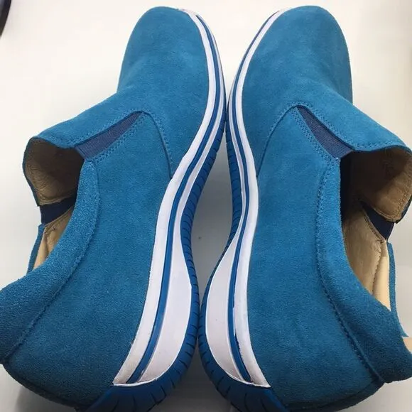 NIB Alegria Aaron Blue Suede Slip On Shoes - Size 43 EU 9.5 US (W US 13)