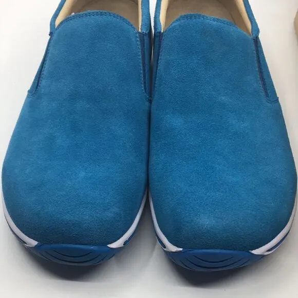 NIB Alegria Aaron Blue Suede Slip On Shoes - Size 43 EU 9.5 US (W US 13)
