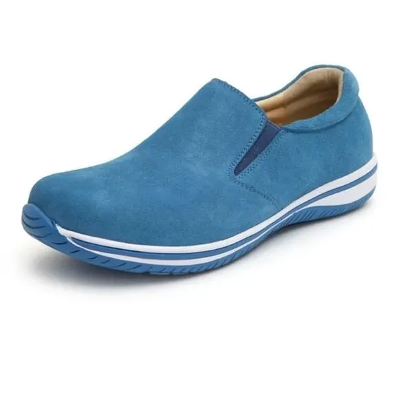 NIB Alegria Aaron Blue Suede Slip On Shoes - Size 43 EU 9.5 US (W US 13)