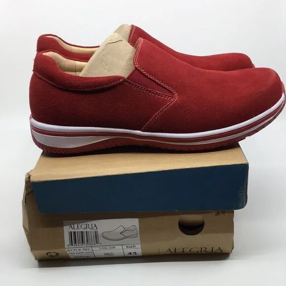 NIB Alegria Aaron Dark Res Suede Slip On Shoes - Size 43 EU 9.5 US (W US 13)