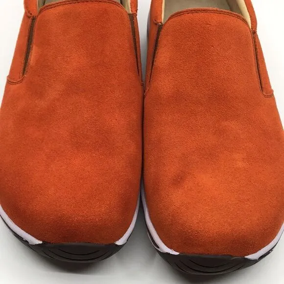 NIB Alegria Aaron Orange Suede Slip On Shoes - Size 43 EU 9.5 US (W US 13)